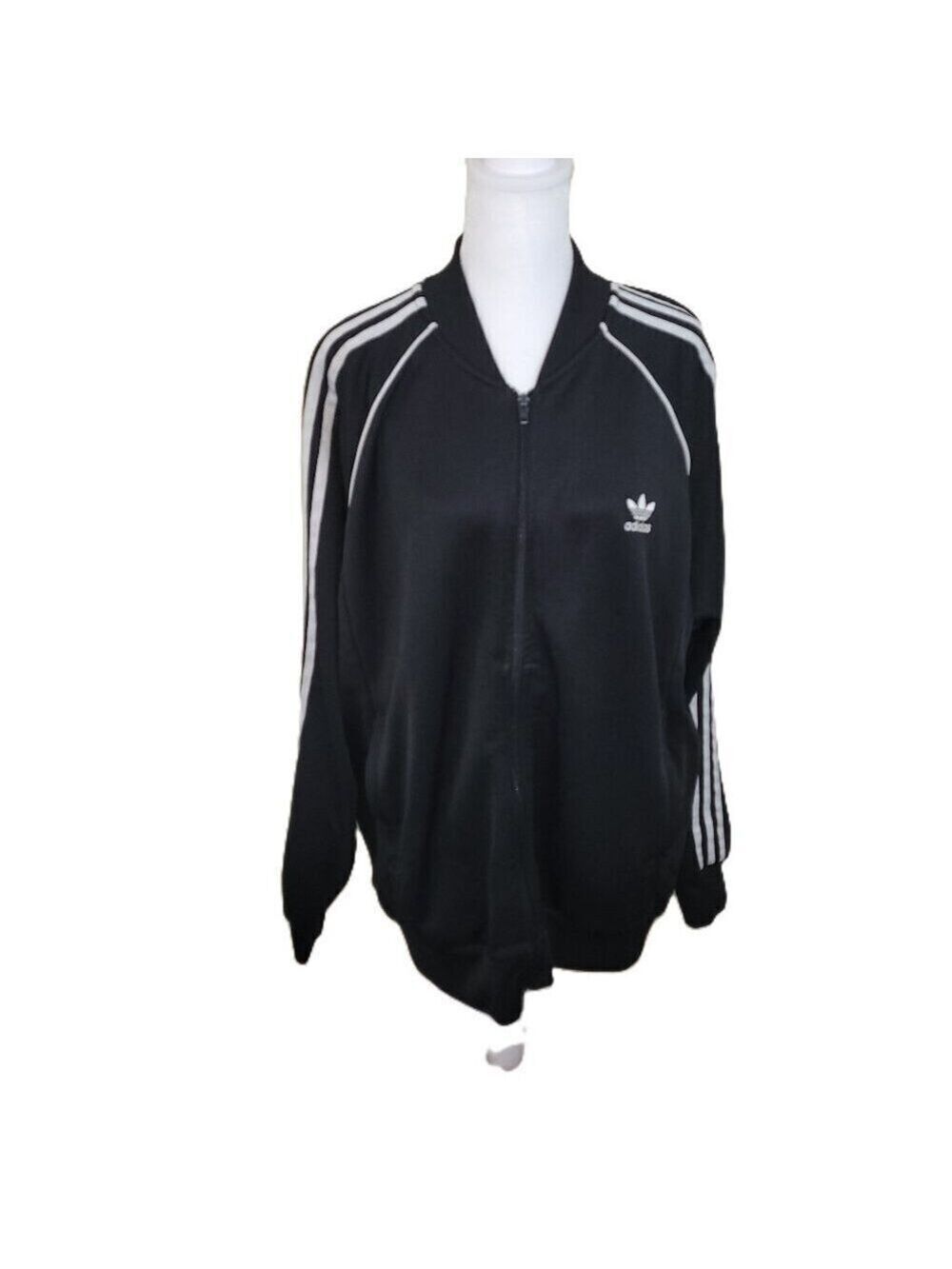 Adidas Adicolor Classics SST Track Jacket Black W/White Stripes Women's Size XL
